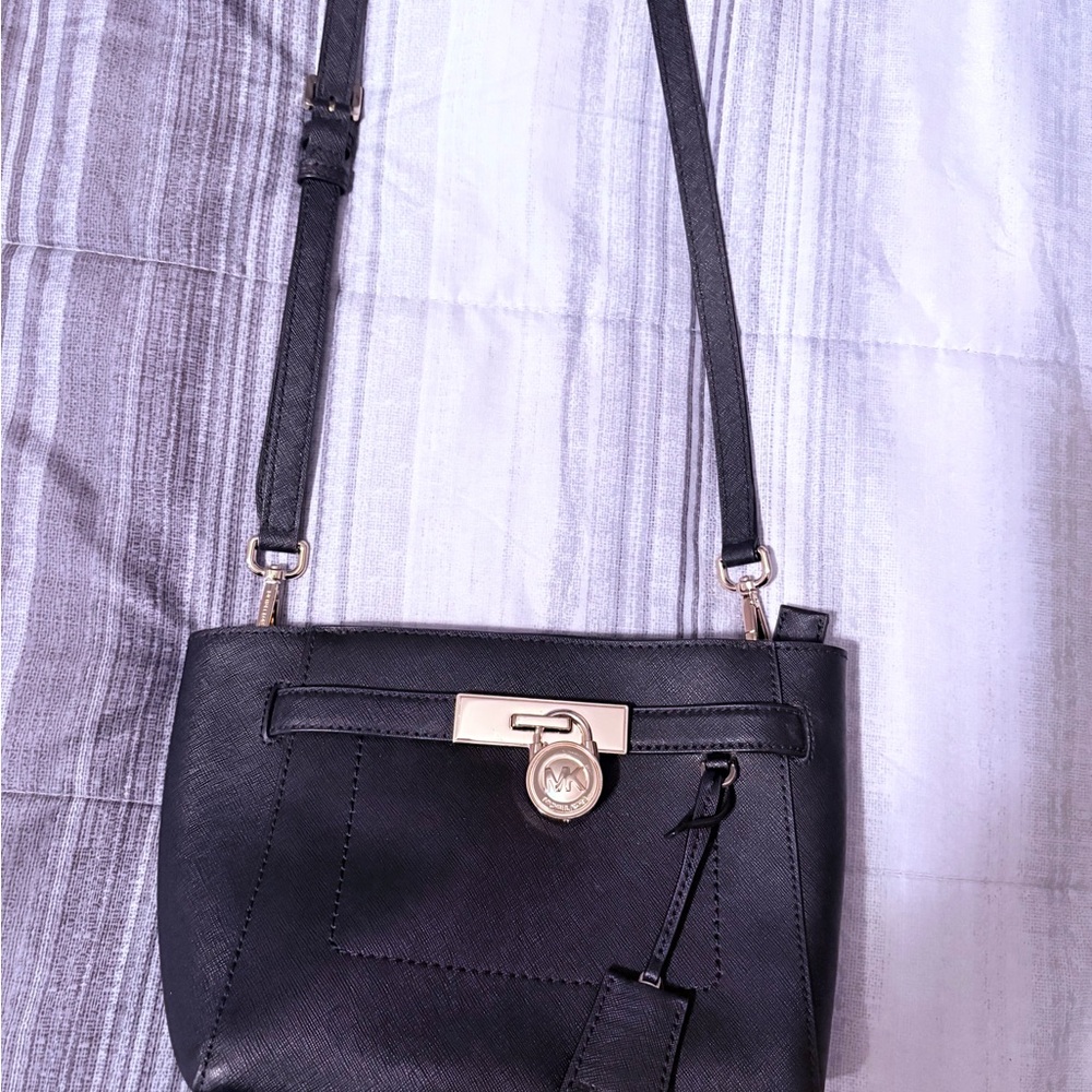 MICHAEL Michael Kors Black Crossbody Bag with Silver Lock